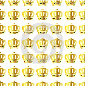 Golden crown seamless pattern. Web banner royal design. Corona background.